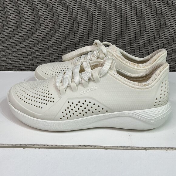 LiteRide By Crocs Womens White Perforated Sneakers W8 Lightweight & Breathable - Picture 1 of 9
